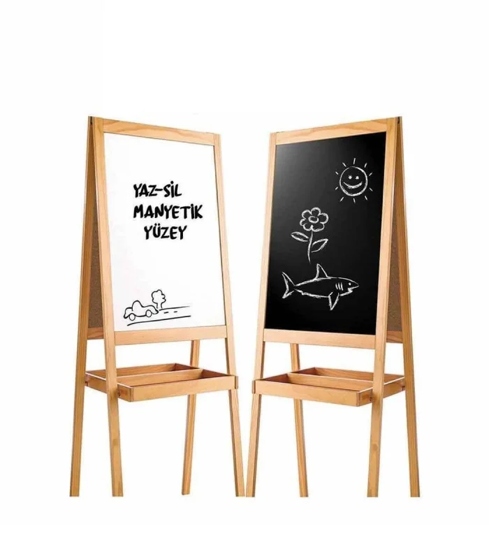 2195 AYAKLI ÇİFT TARAFLI MANYETİK AHŞAP YAZI TAHTASI