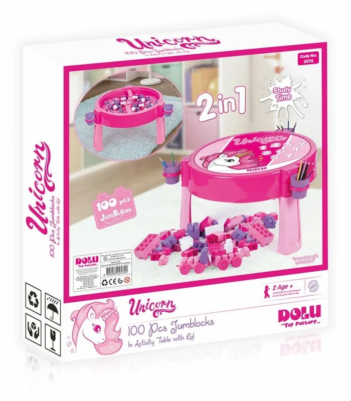 2572 UNICORN 100 PCS BLOKLU AKTIVITE MASASI MONTAJ