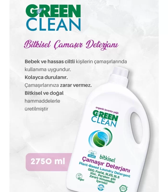 2750ml Green Clean Bitkisel Çamaşır Deterjanı