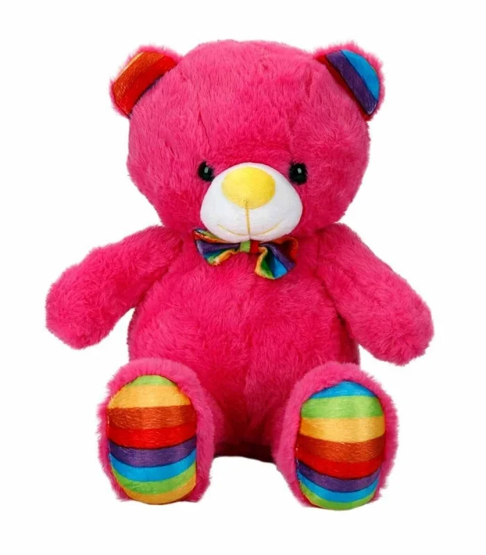 2962 Oturan Kurdeleli Renkli Peluş Ayı 30 cm -Sunman