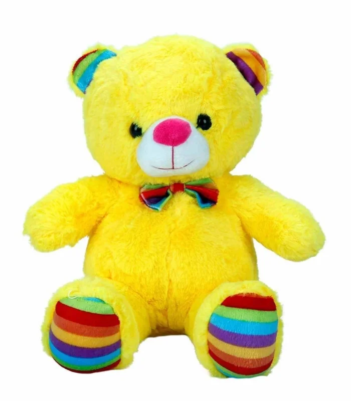 2962 Oturan Kurdeleli Renkli Peluş Ayı 30 cm -Sunman
