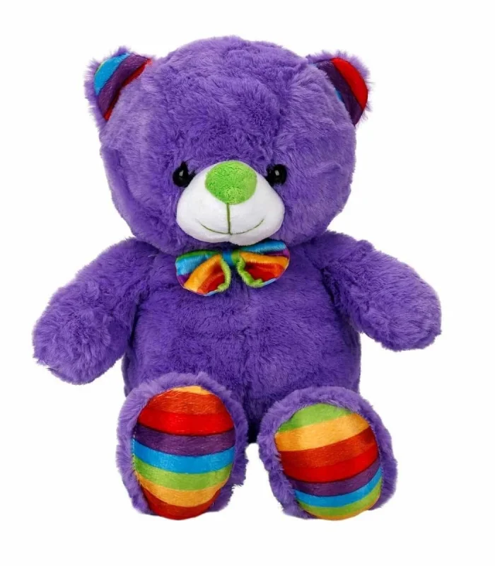 2962 Oturan Kurdeleli Renkli Peluş Ayı 30 cm -Sunman