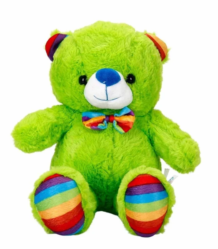 2962 Oturan Kurdeleli Renkli Peluş Ayı 30 cm -Sunman