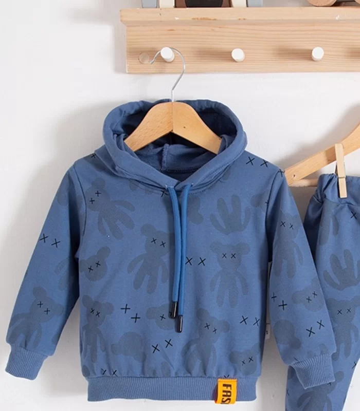 3-18 Ay Erkek Bebek Takımı Cool Bear Kapüşonlu Lacivert