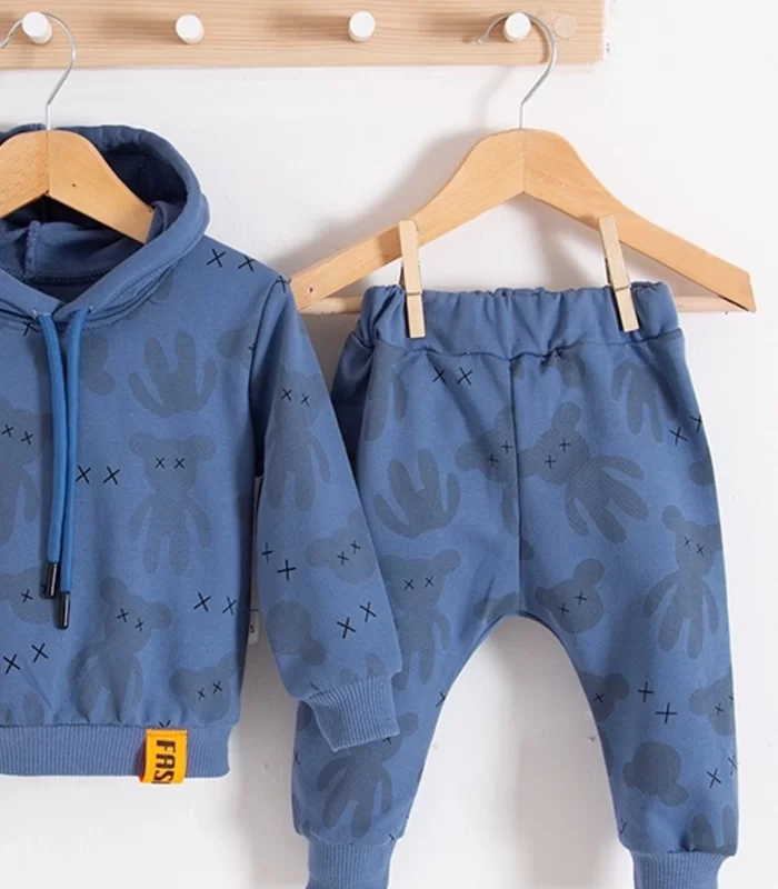 3-18 Ay Erkek Bebek Takımı Cool Bear Kapüşonlu Lacivert
