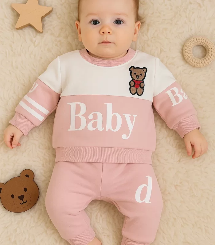 3-18 Ay Kız Bebek Alt&Üst Takımı Baby 2li Pembe