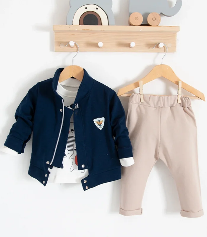 3-18 Ay We Are Ceketli 3lü Erkek Bebek Takımı Lacivert