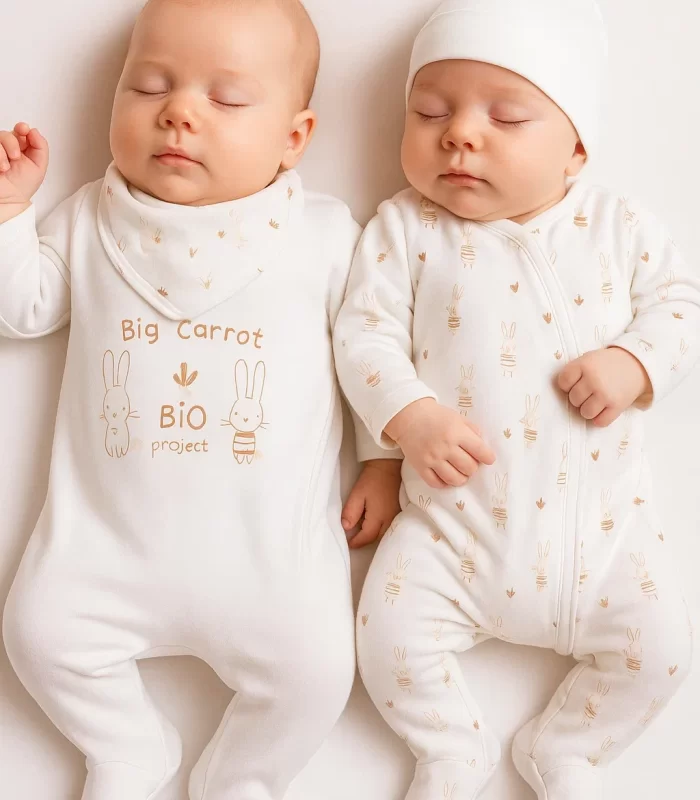 3-6 Ay Big Carrot Kız Bebek 4lü Tulum Seti Beyaz