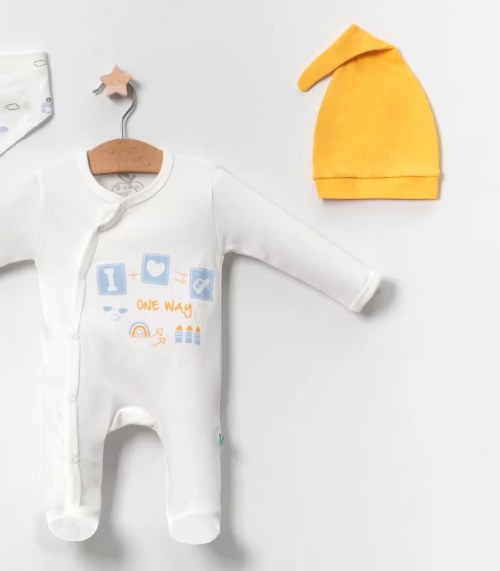 3-6 Ay Erkek Bebek Tulumu Araba Sarı 4lü Sarı