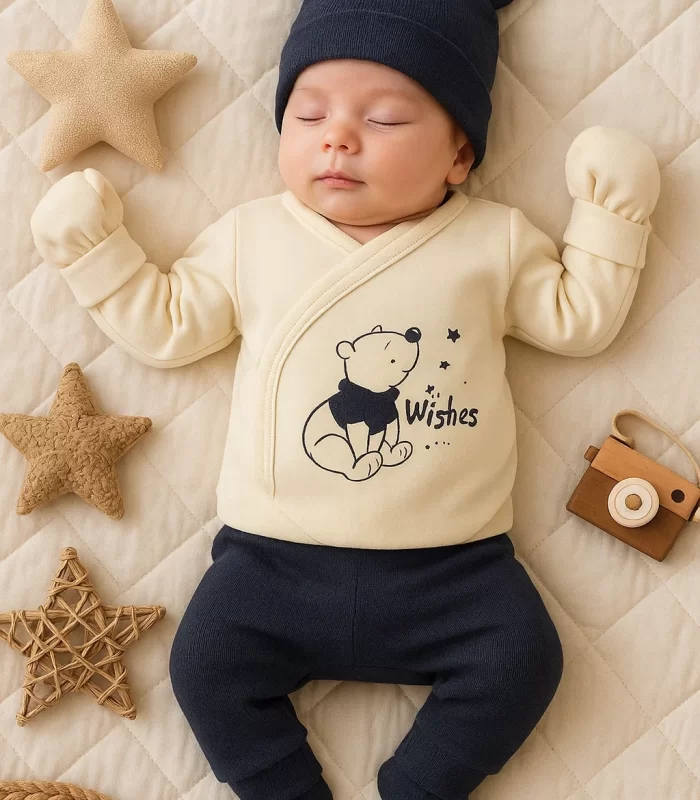 3 Ay Bebek Hastane Çıkışı Waffle Natural 5li Erkek Siyah