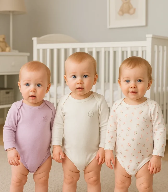 3lü Natural Bebek Kalpli Badi Zıbın - Beyaz Lila