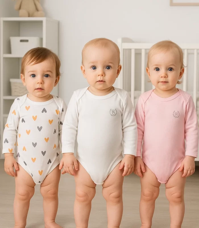 3lü Natural Bebek Kalpli Badi Zıbın - Beyaz Pembe