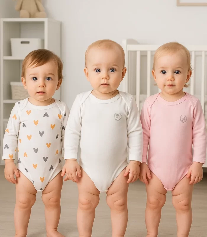 3lü Natural Bebek Kalpli Badi Zıbın - Beyaz Pembe