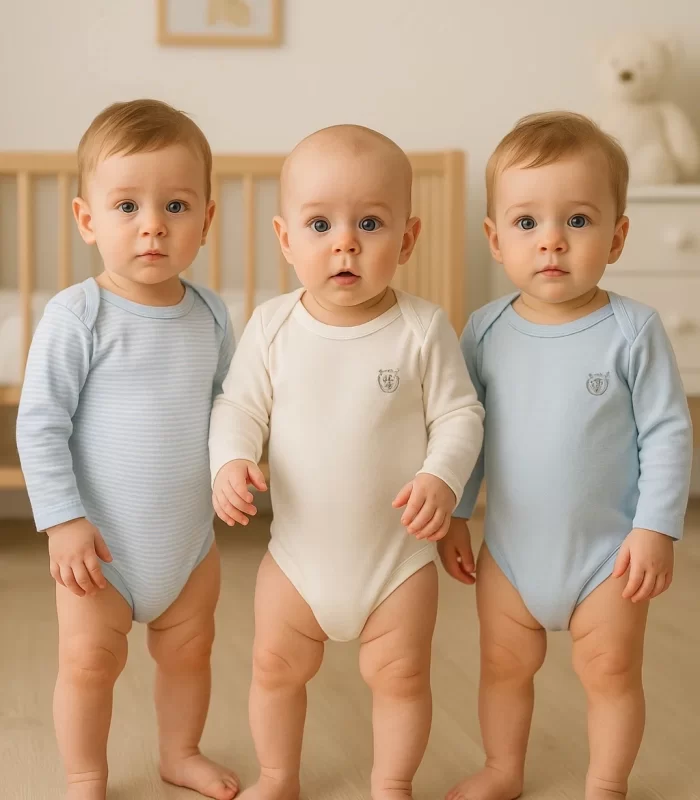 3lü Natural Bebek Kalpli Badi Zıbın - Mavi