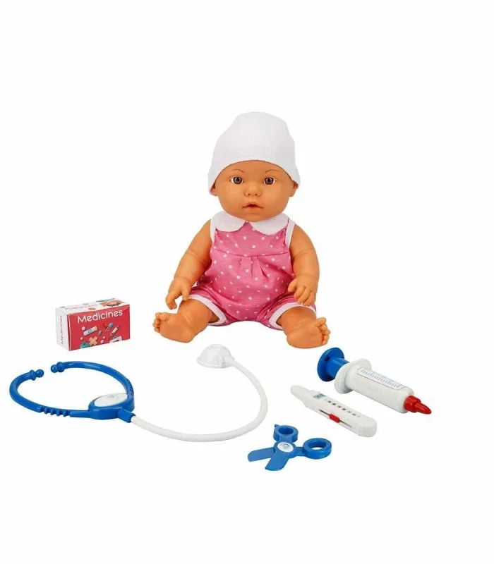 30111 Bebelou Doktor Zamanı Sesli Bebek Seti 35 cm -Sunman(Ürün oyuncaktır)