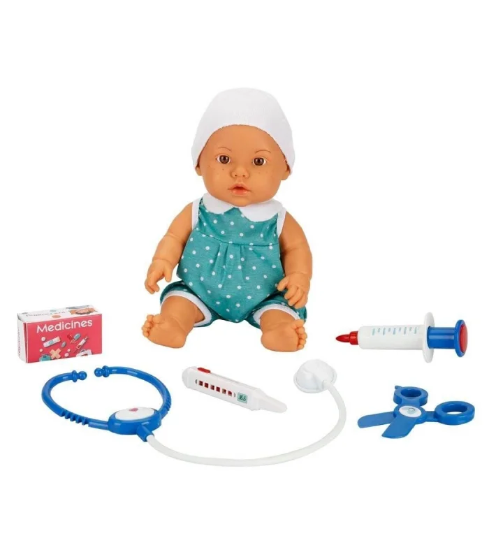 30111 Bebelou Doktor Zamanı Sesli Bebek Seti 35 cm -Sunman(Ürün oyuncaktır)