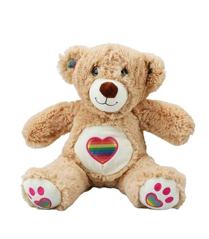 3184 Gökkuşağı Kalpli Peluş Ayı 30 cm -Sunman