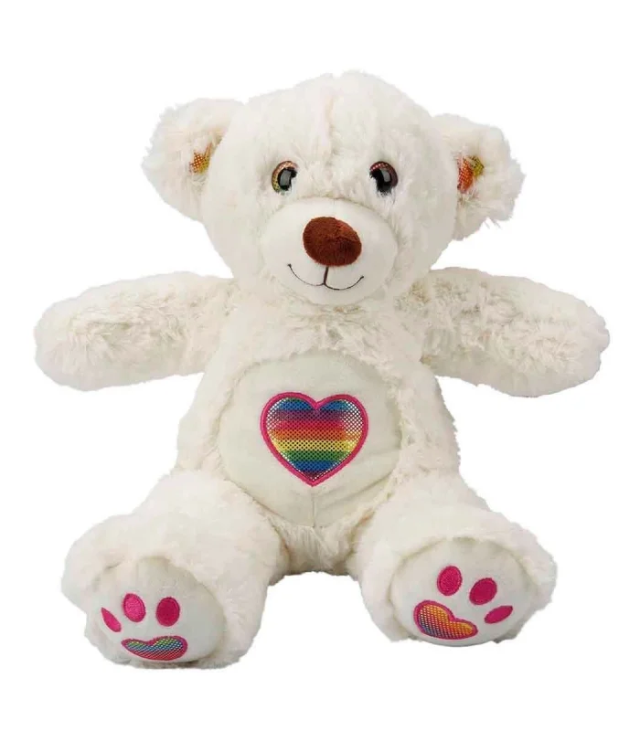 3184 Gökkuşağı Kalpli Peluş Ayı 30 cm -Sunman