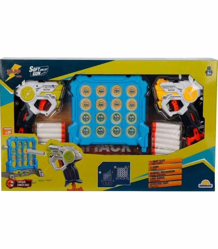 3574 Zapp Toys Hedef Tahtalı Sünger Dart Atan Silah Seti -Sunman