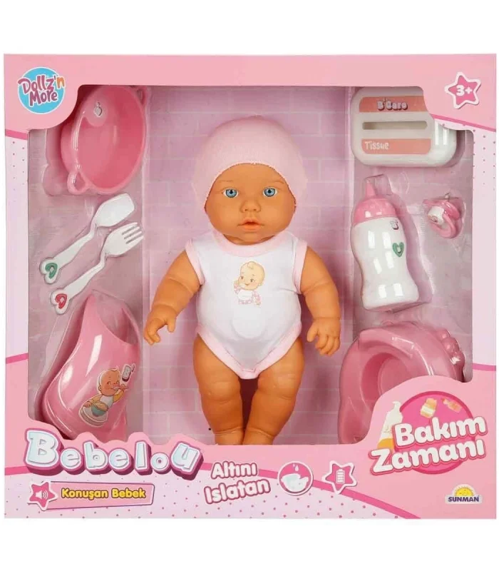3823 Bebelou Bakım Zamanı Sesli Gülen Ağlayan Bebek 32 cm -Sunman