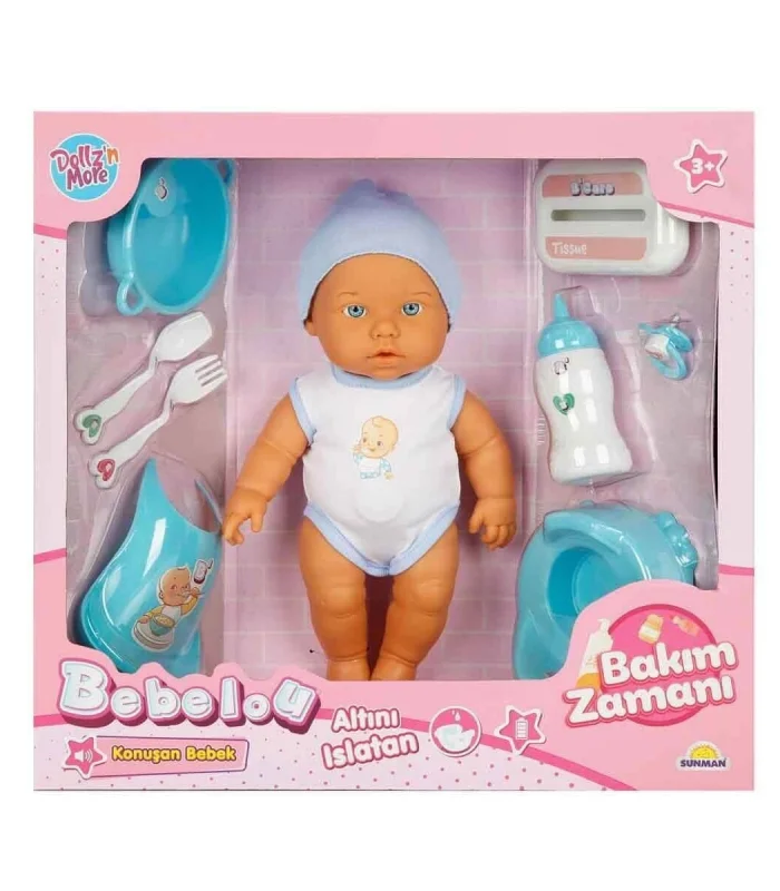 3823 Bebelou Bakım Zamanı Sesli Gülen Ağlayan Bebek 32 cm -Sunman