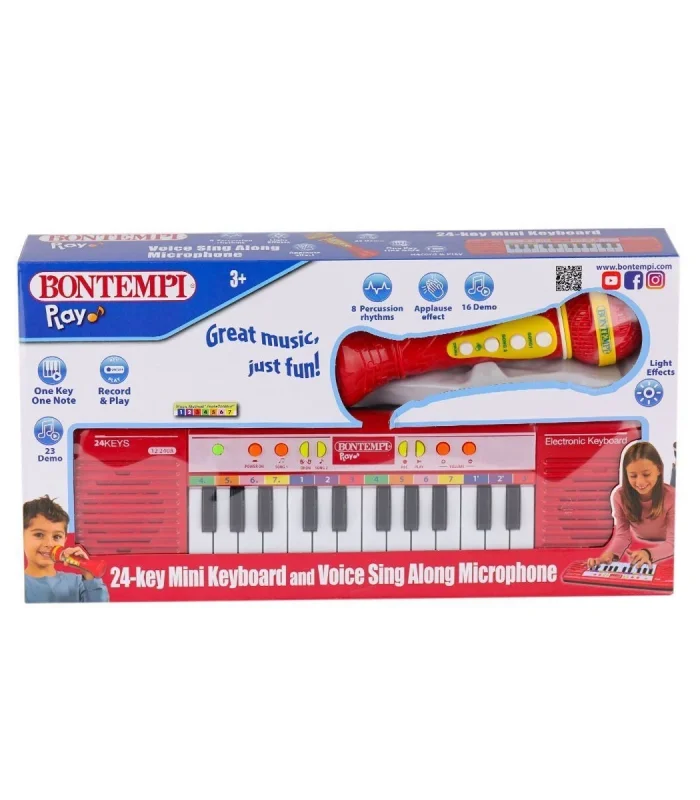 4002120  Elektronik Mikrofonlu Org 24 Tuş Kırmızı -Sunman