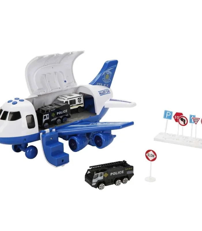 4347 Maxx Wheels Sesli ve Işıklı Sürtmeli Polis Uçağı -Sunman