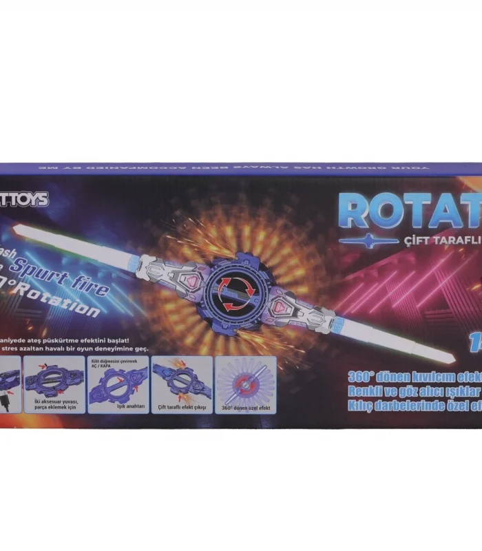 456-44M ÇİFT TARAFLI 360 DRC DÖNEBİLEN KIVILCIM SAÇAN 7 RENK LED IŞIKLI KILIÇ