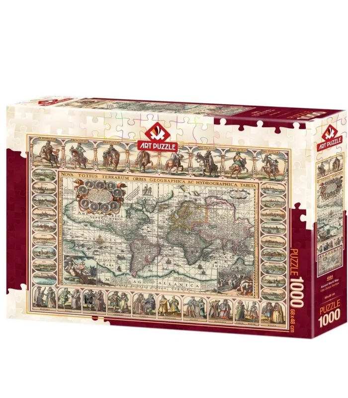 4584 Eski Dünya Haritası 1000 Parça Puzzle -Art Puzzle