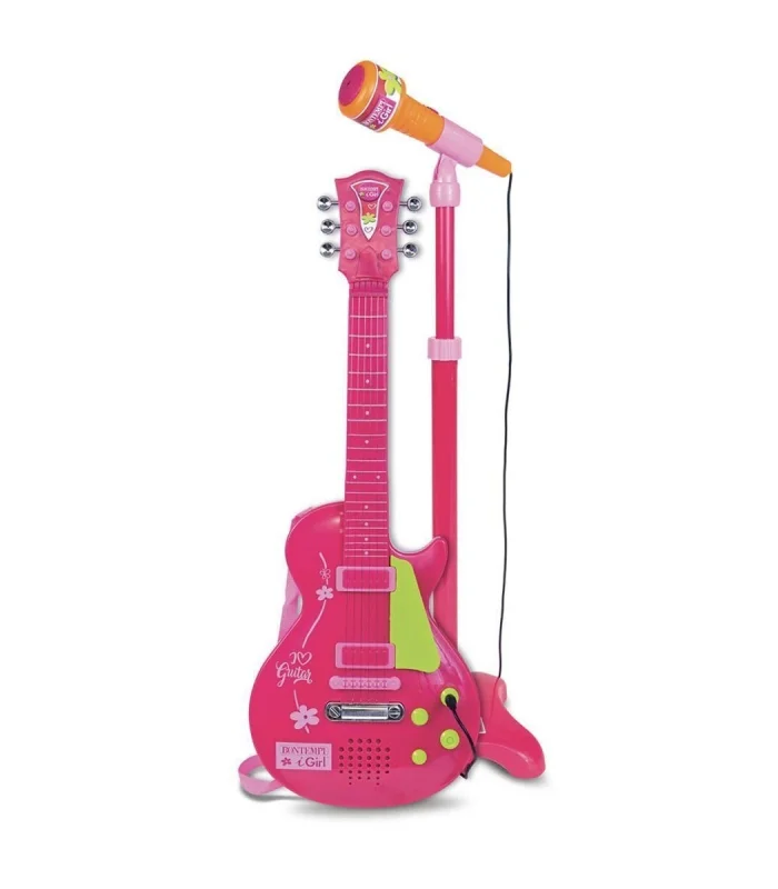 45872  Elektronik Gitar Ayaklı Mikrofon Müzik Seti Pembe -Sunman