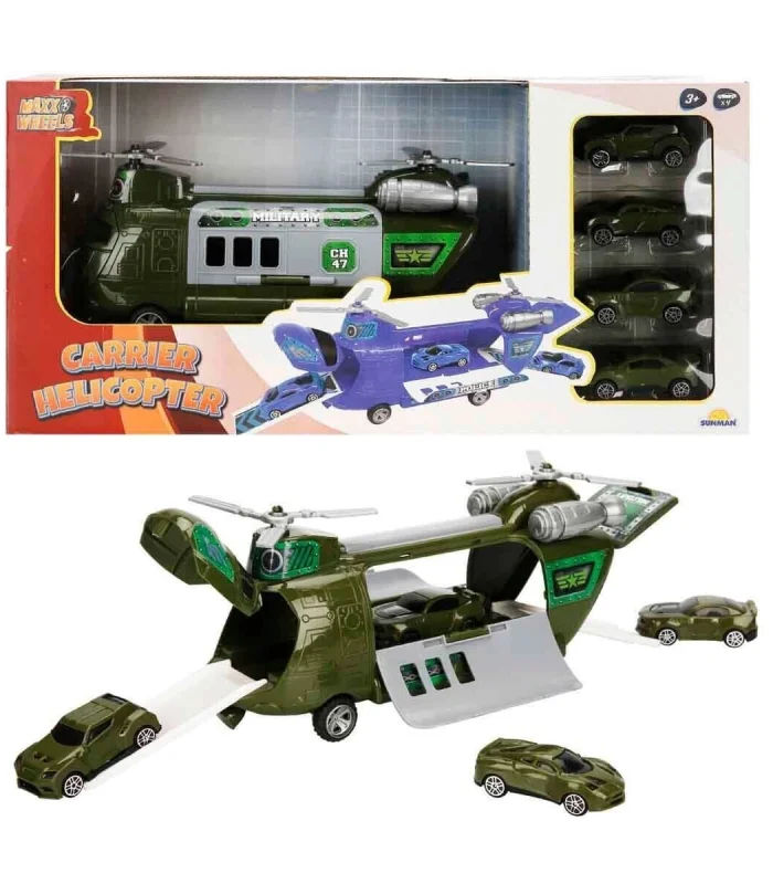 4782 SUN-RYL-MXX-GARAJ SET POLİS AMBULANS ASKER TAŞIYICI HELİKOPTER ARB 3R