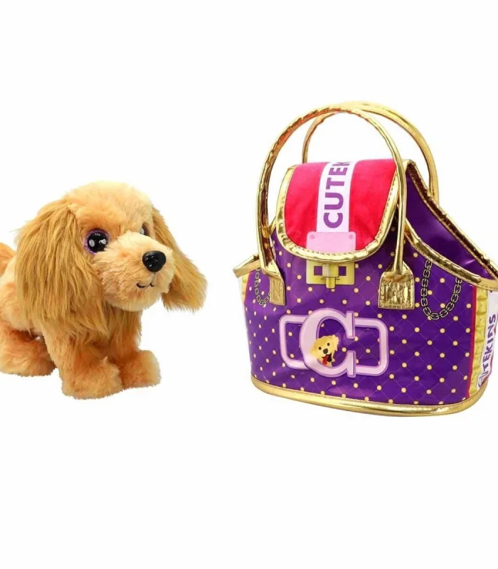 50585 Cutekins Taşıma Çantalı Peluş Köpek -Sunman