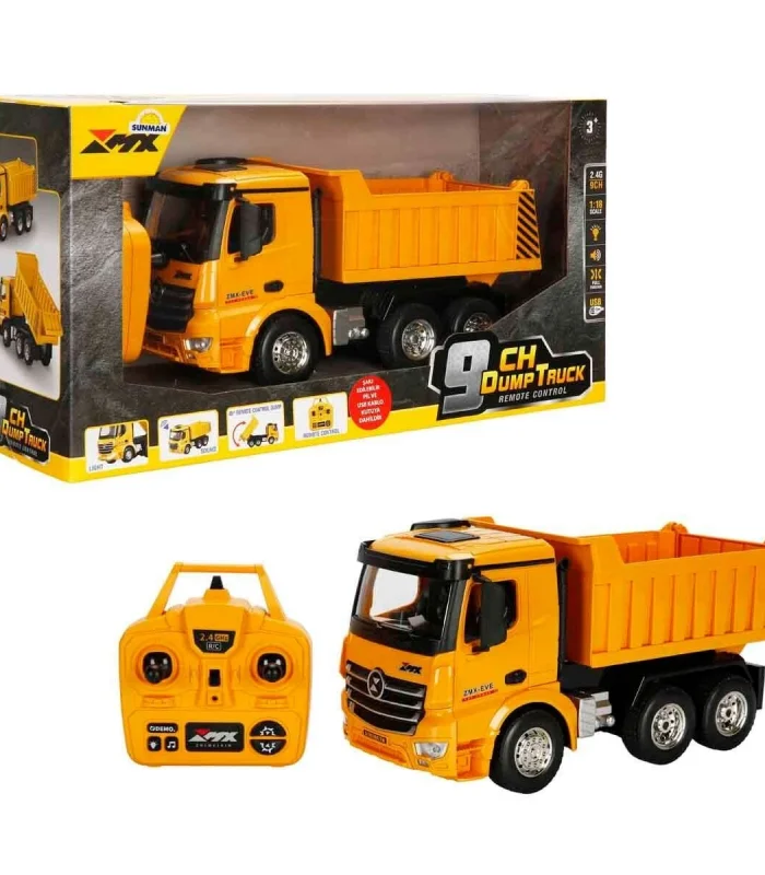 5083 SUN-RST-RC İŞ MAKİNESİ 1 18 DAMPERLİ KAMYON FF IŞIKLI 9CH 3 7V USB 2 4GHZ