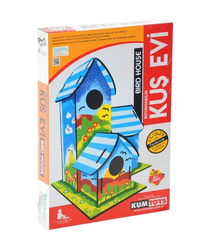 5269 Kumtoys Boyanabilir 3lü Kuş Evi - Bird House