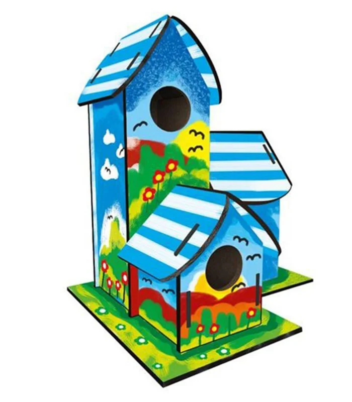 5269 Kumtoys Boyanabilir 3lü Kuş Evi - Bird House