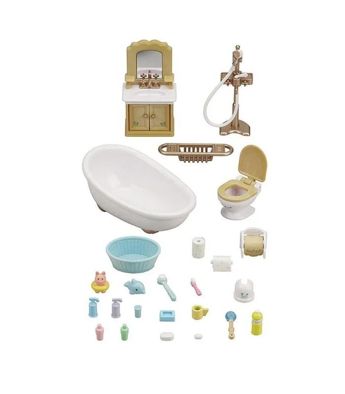 5286 Sylvanian Families, Banyo Seti, 20 parça ,+3 yaş, figürler ayrı satılır.