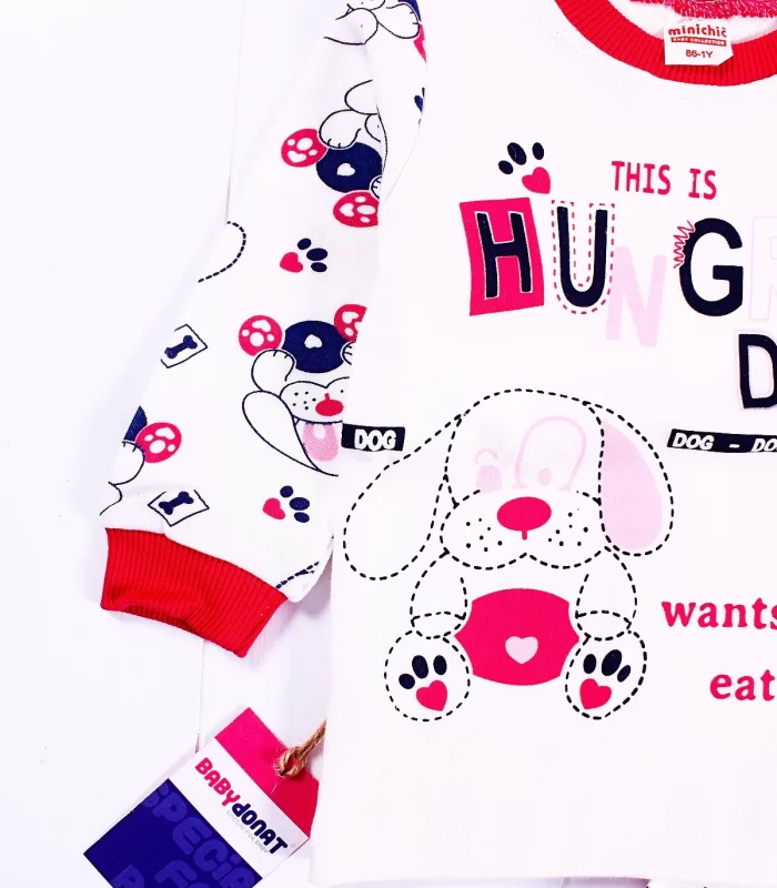 6-24 Ay Hungry Kız Çocuk Pijama Takımı Fuşya