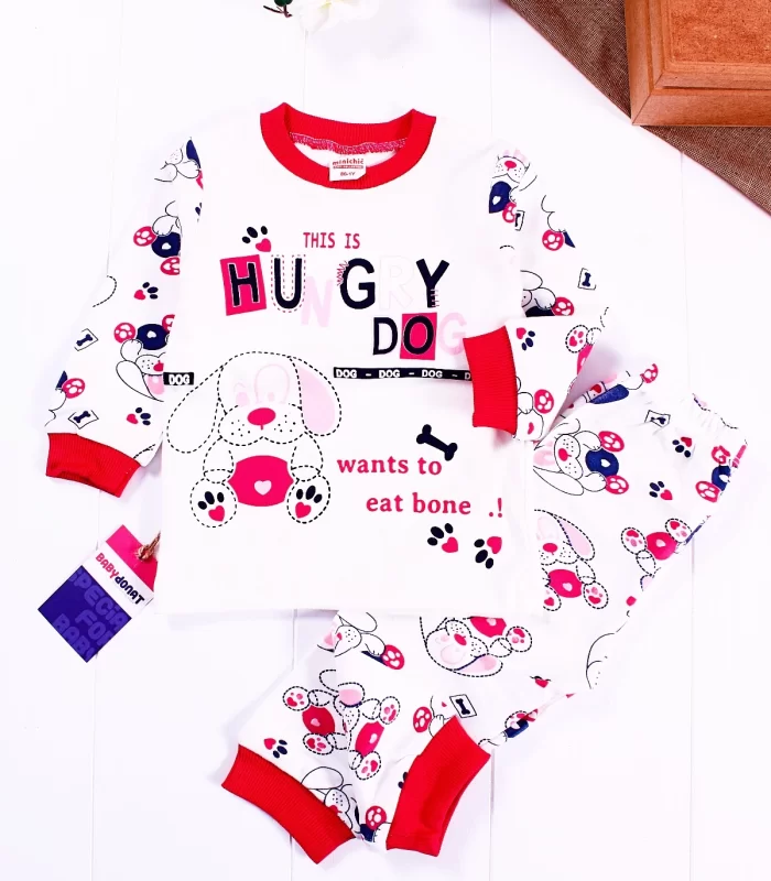 6-24 Ay Hungry Kız Çocuk Pijama Takımı Fuşya