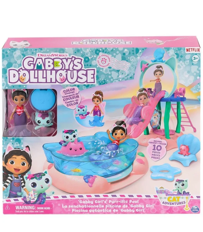 6067878 Gabbys Dollhouse Gabby ve Mercat Purr-ific Havuz Oyun Seti