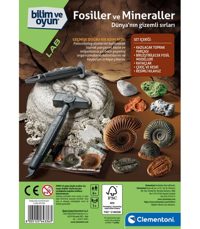 64336 Bilim ve Oyun - Fosiller ve Mineraller Kazı Seti