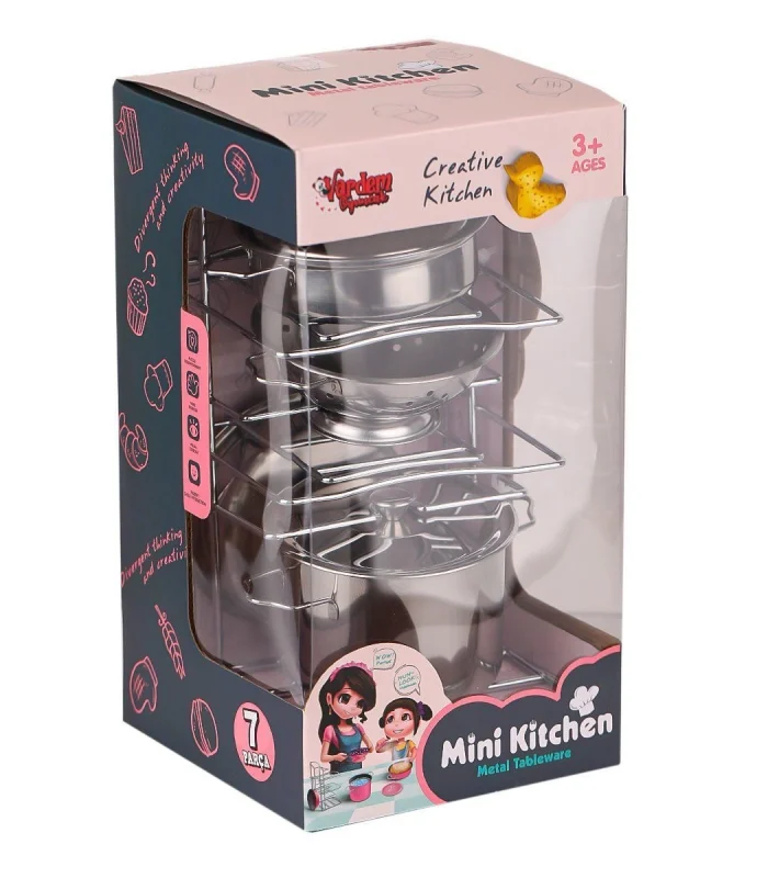 683E Çelik Tencere Tava Raflı 8 Parça -Vardem Oyuncak