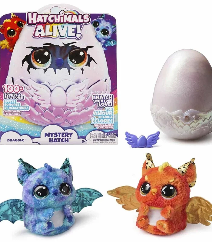 69282 SUN- Sesli ve Işıklı Hatchimals Alive Mystery Hatch Draggle İnteraktif Peluş Sürpriz Yumurta