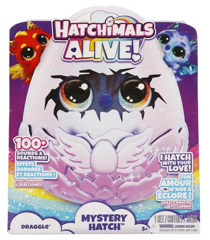 69282 SUN- Sesli ve Işıklı Hatchimals Alive Mystery Hatch Draggle İnteraktif Peluş Sürpriz Yumurta