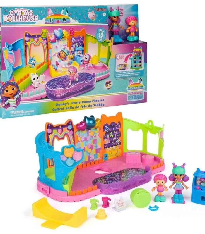 69755 SUN-SPM-FİGÜR OYUN SET GABBY S DOLLHOUSE ÇATI KATI PATEN PARTİSİ