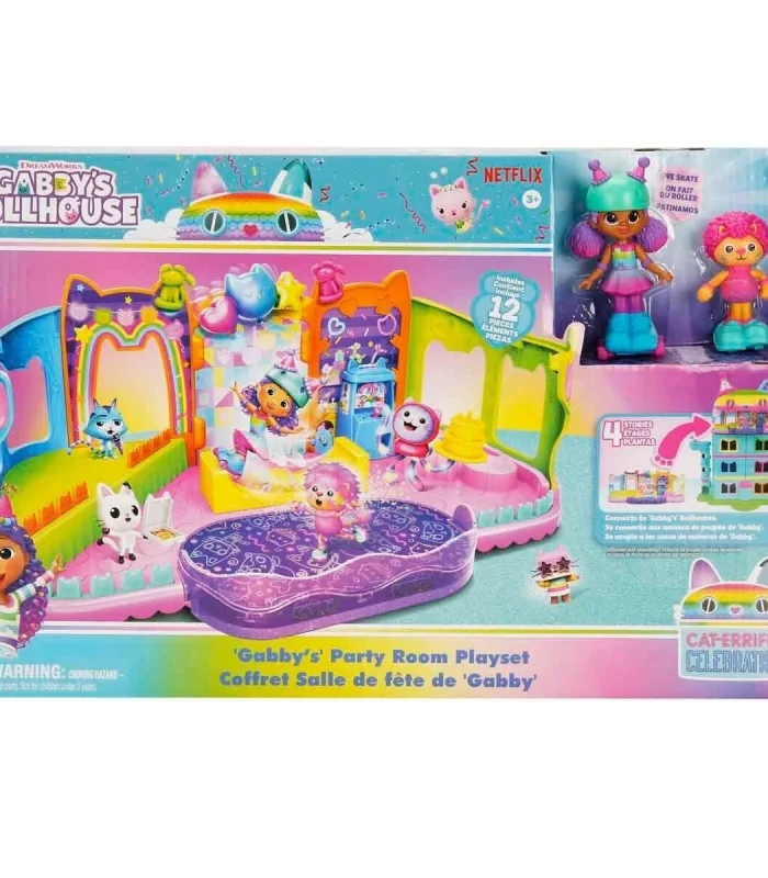 69755 SUN-SPM-FİGÜR OYUN SET GABBY S DOLLHOUSE ÇATI KATI PATEN PARTİSİ