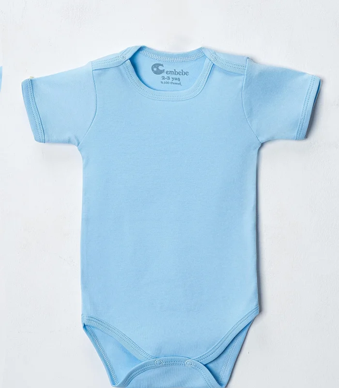 Büyük Beden 5’li Kısa Kol Body Zıbın Mavi – Pamuklu, Alttan Çıtçıtlı, Rahat, Çocuklara Uygun