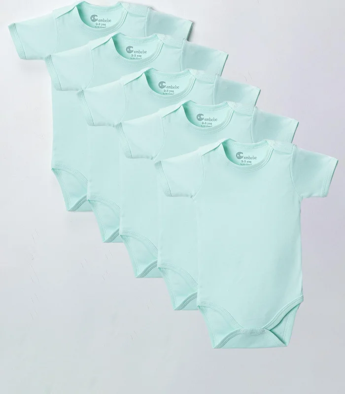 Büyük Beden 5’li Kısa Kol Body Zıbın Yeşil – Pamuklu, Alttan Çıtçıtlı, Rahat, Çocuklara Uygun