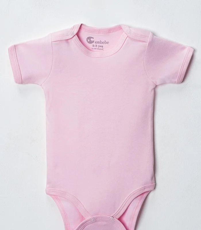 Büyük Beden 5’li Kısa Kol Body Zıbın Pembe – Pamuklu, Alttan Çıtçıtlı, Rahat, Çocuklara Uygun