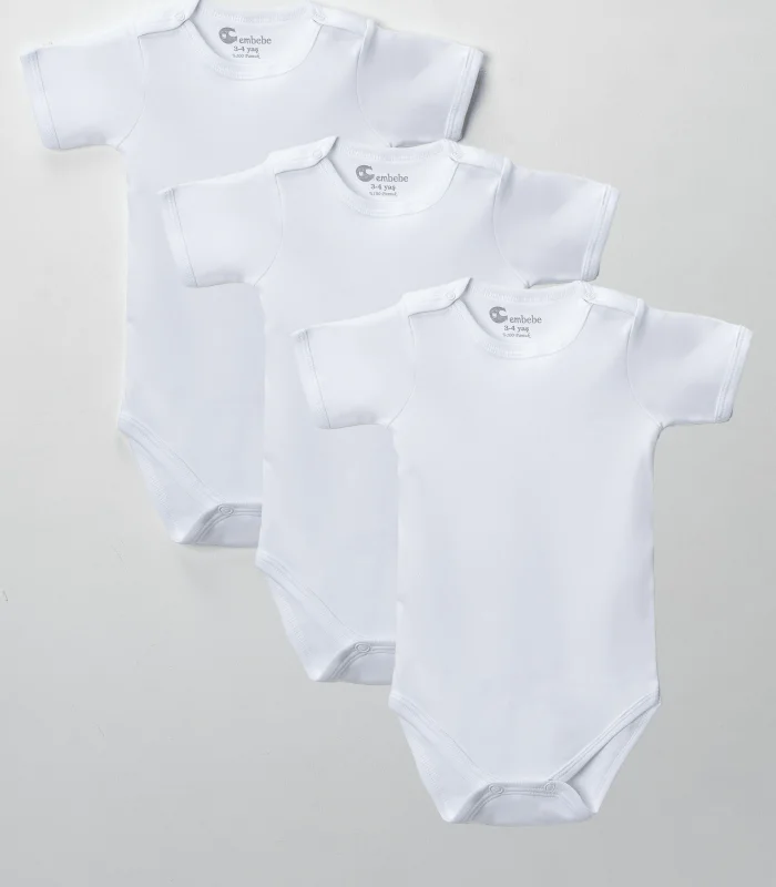 3’lü Kısa Kol Büyük Beden Body Zıbın Beyaz – Pamuklu, Alttan Çıtçıtlı, Rahat, Çocuklar İçin