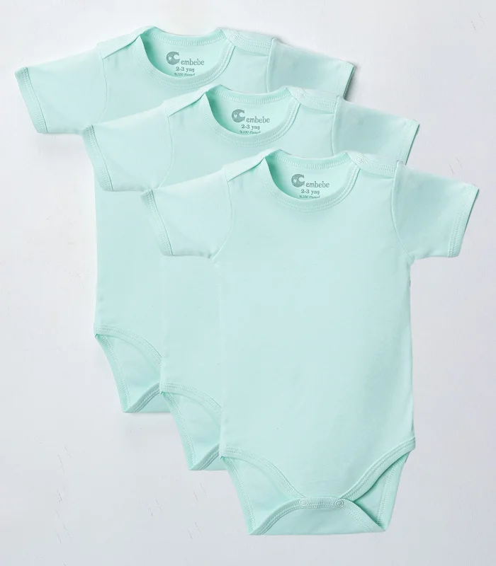 3’lü Kısa Kol Büyük Beden Body Zıbın Yeşil – Pamuklu, Alttan Çıtçıtlı, Rahat, Çocuklar İçin